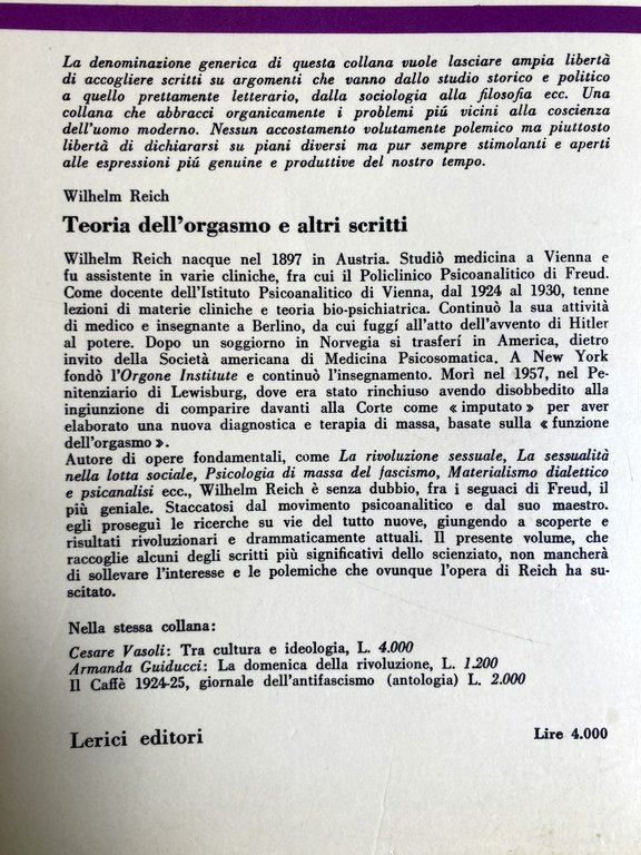 TEORIA DELL'ORGASMO E ALTRI SCRITTI