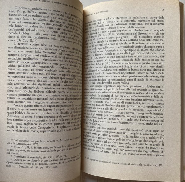 TEORIA DELLA SCIENZA E FORMA DELLA POLITICA IN THOMAS HOBBES