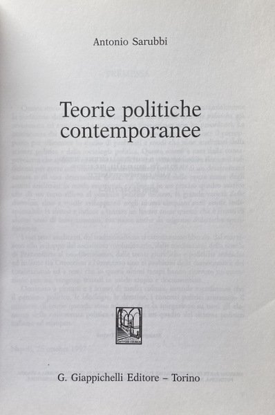 TEORIE POLITICHE CONTEMPORANEE