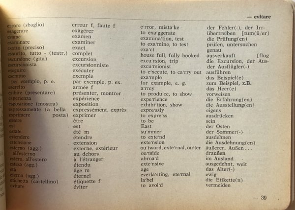 TERMINOLOGIA ALBERGHIERO-TURISTICA NONCHÉ VOCABOLI FREQUENTI ED INDISPENSABILI IN 4 LINGUE. …