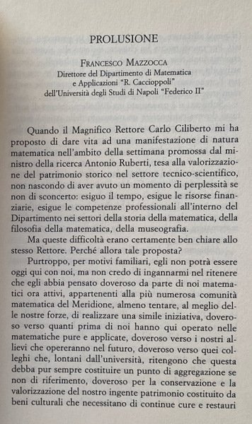 TESTIMONIANZE MATEMATICHE A NAPOLI. A CURA DI LUCIANO CARBONE, FRANCO …