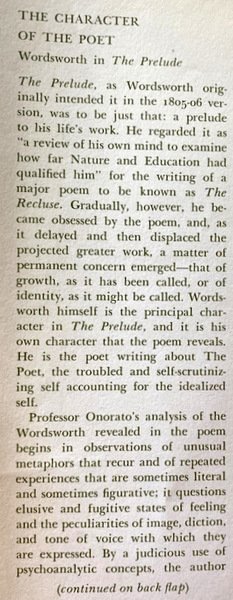 THE CHARACTER OF THE POET. WORDSWORTH IN THE PRELUDE