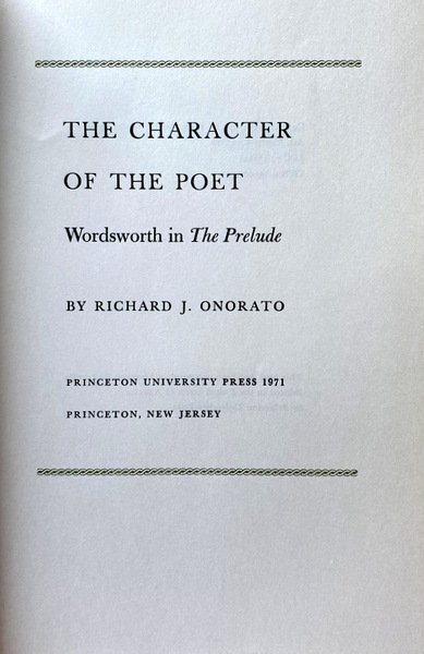 THE CHARACTER OF THE POET. WORDSWORTH IN THE PRELUDE