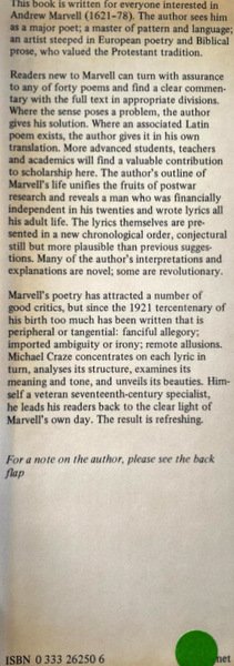 THE LIFE AND THE LYRICS OF ANDREW MARVEL