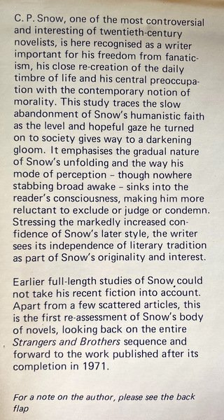 THE NOVELS OF C.P. SNOW. A CRITICAL INTRODUCTION