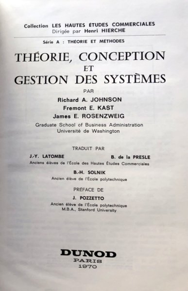 THÉORIE, CONCEPTION ET GESTION DES SYSTÈMES