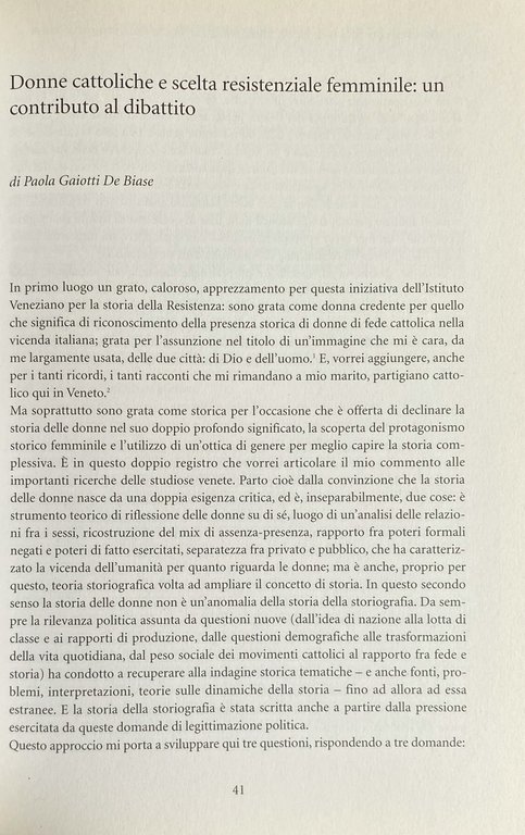 TRA LA CITTÀ DI DIO E LA CITTÀ DELL'UOMO. DONNE …