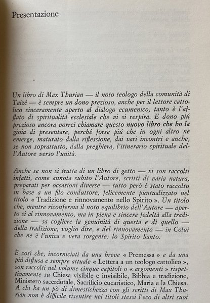 TRADIZIONE E RINNOVAMENTO NELLO SPIRITO. ALLE FONTI DELLA CHIESA