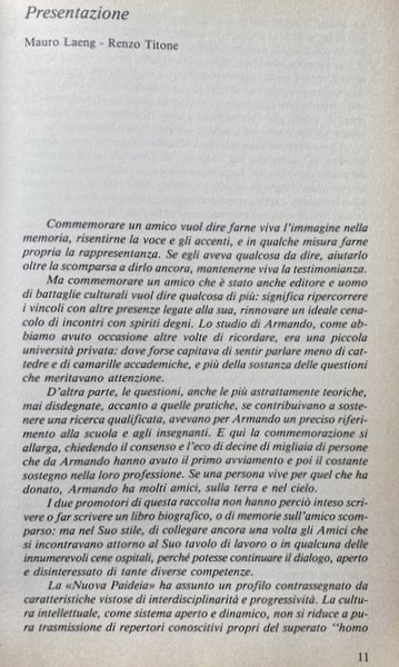 TRAGUARDI DELLE SCIENZE DELL'UOMO. SAGGI A RICORDO DI ARMANDO ARMANDO …