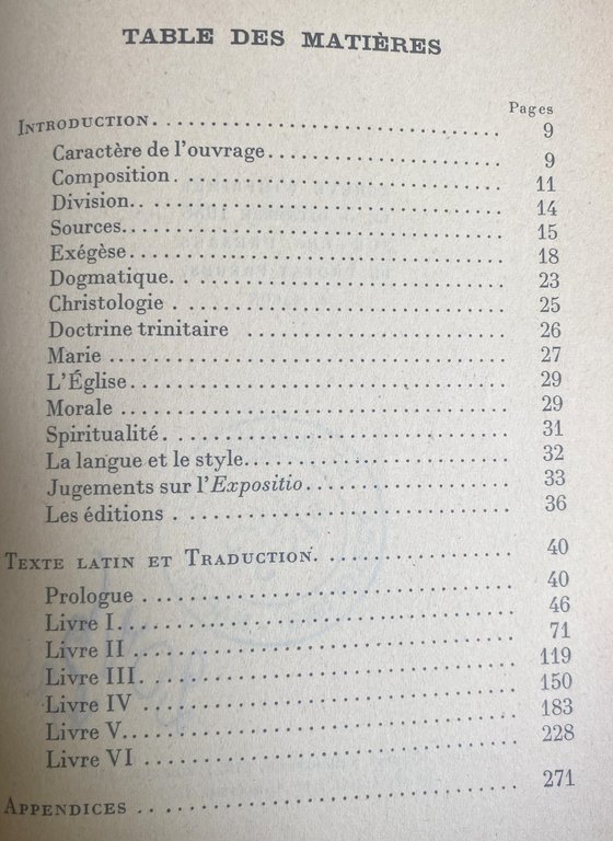 TRAITÉ SUR L'ÉVANGILE DE S. LUC. TOME 1 LIVRES I-VI. … | Immagine Gallery 10