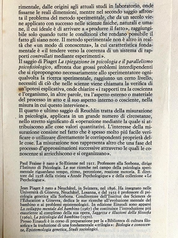 TRATTATO DI PSICOLOGIA SPERIMENTALE, STORIA E METODO. A CURA DI …