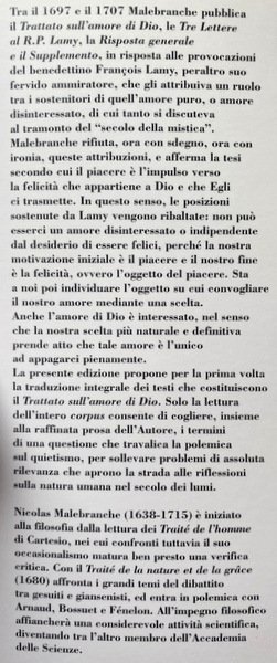 TRATTATO SULL'AMORE DI DIO. LETTERE E RISPOSTA AL R.P. LAMY. …