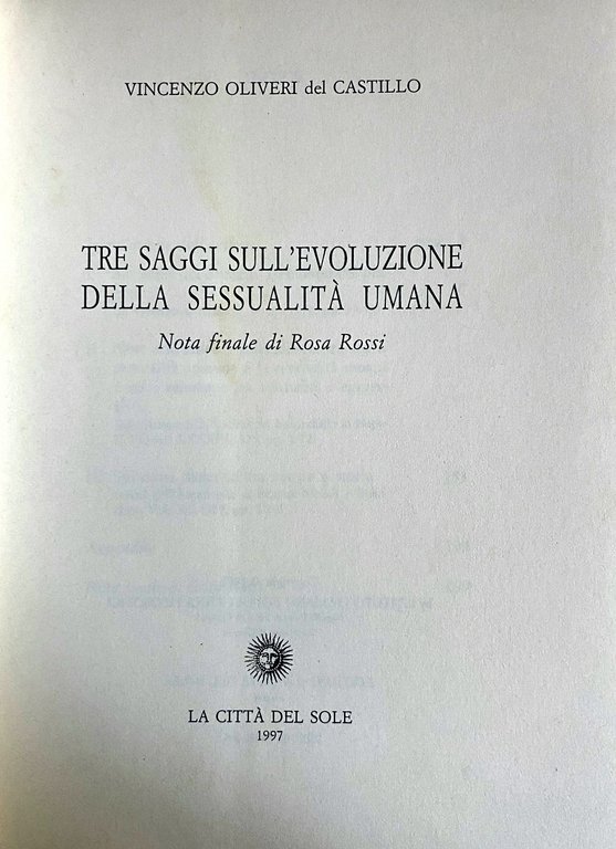TRE SAGGI SULL'EVOLUZIONE DELLA SESSUALITÀ UMANA