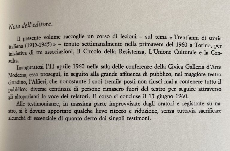 TRENT'ANNI DI STORIA ITALIANA 1915-1945 DALL'ANTIFASCISMO ALLA RESISTENZA. LEZIONI CON …