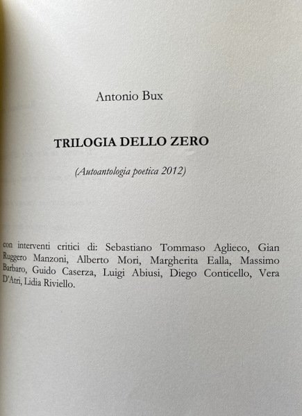 TRILOGIA DELLO ZERO (AUTOANTOLOGIA POETICA)