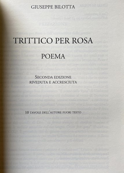 TRITTICO PER ROSA. POEMA.