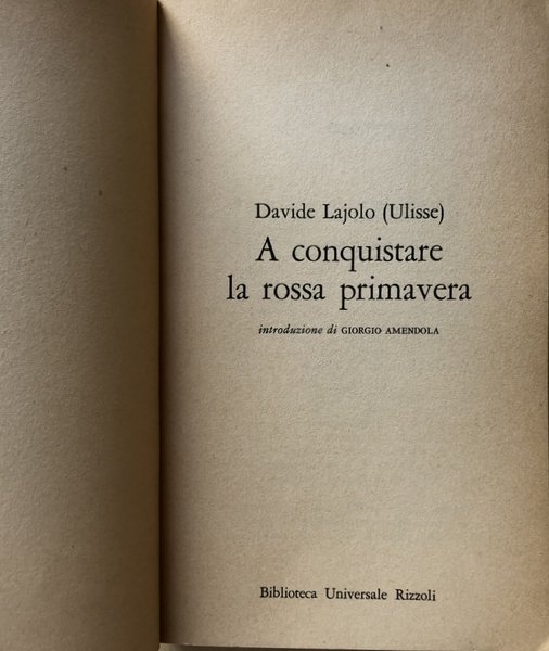 (ULISSE) A CONQUISTARE LA ROSSA PRIMAVERA