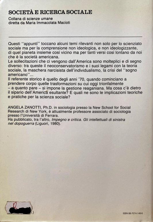 UNA SOCIOLOGIA SENZA SOCIETÀ. RIFLESSIONI SULL'AMERICA