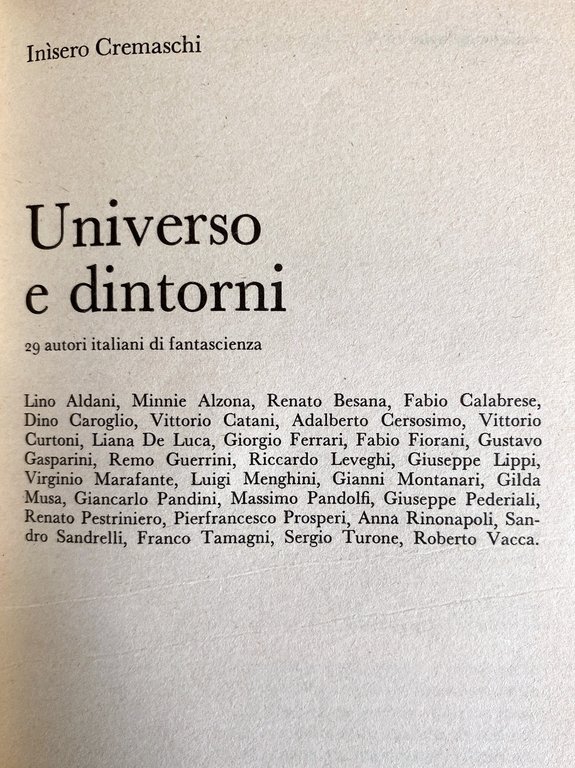 UNIVERSO E DINTORNI: 29 AUTORI ITALIANI DI FANTASCIENZA