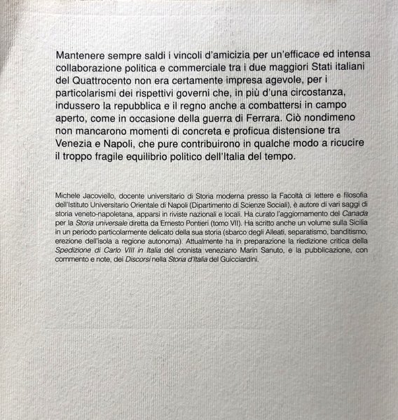 VENEZIA E NAPOLI NEL QUATTROCENTO. RAPPORTI FRA I DUE STATI …