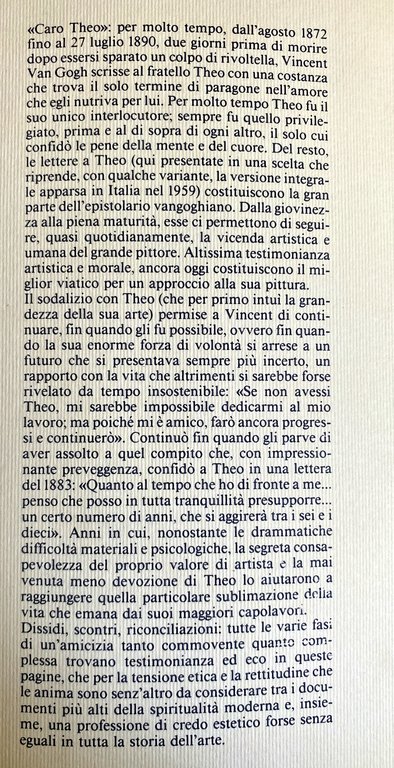 VINCENT VAN GOGH: LETTERE A THEO. A CURA DI MASSIMO …