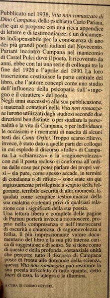 VITA NON ROMANZATA DI DINO CAMPANA. CON UN'APPENDICE DI LETTERE …