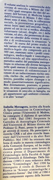 VITTIME DI OMICIDIO. FATTORI DI PREDISPOSIZIONE ALLA VITTIMIZZAZIONE, CARATTERISTICHE DELLE …