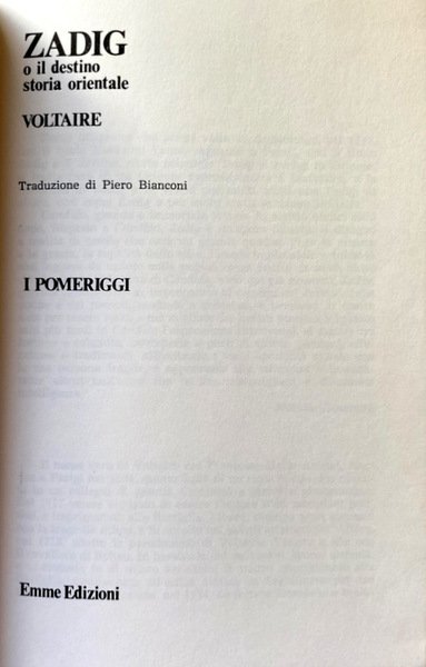 ZADIG O IL DESTINO ORIENTALE. A CURA DI PIERO BIANCONI