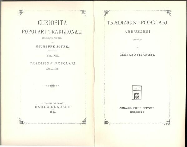 Tradizioni popolari abruzzesi (ristampa anastatica)