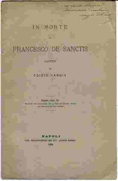 In morte di Francesco De Sanctis. Versi