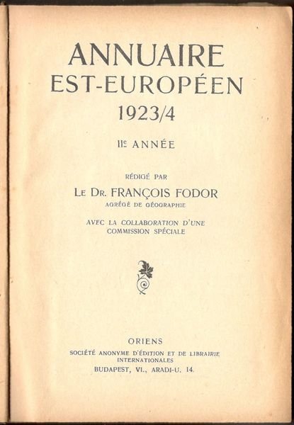 Annuaire est-européen 1923/4. IIe année