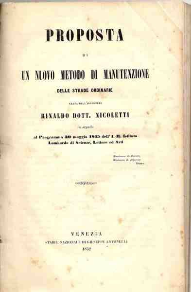 Proposta di un nuovo metodo di manutenzione delle strade ordinarie …