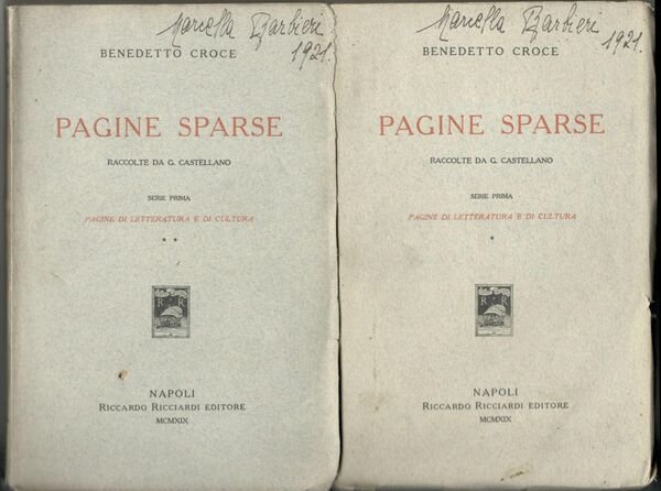 Pagine sparse. Raccolte da G. Castellano. Serie prima. Pagine di …
