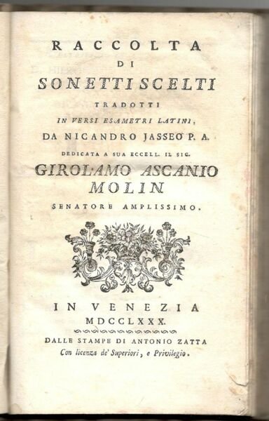 Raccolta di sonetti scelti tradotti in versi esametri latini, da … | Immagine principale