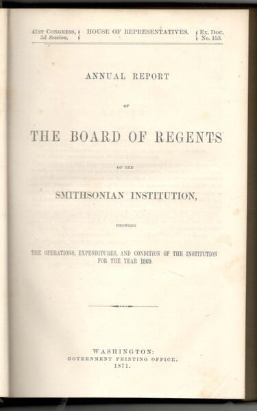 Annual report of the board of regents of the Smithsonian …