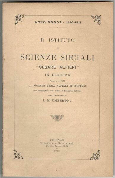 R. Istituto di Scienze Sociali 'Cesare Alfieri' in Firenze. Anno …