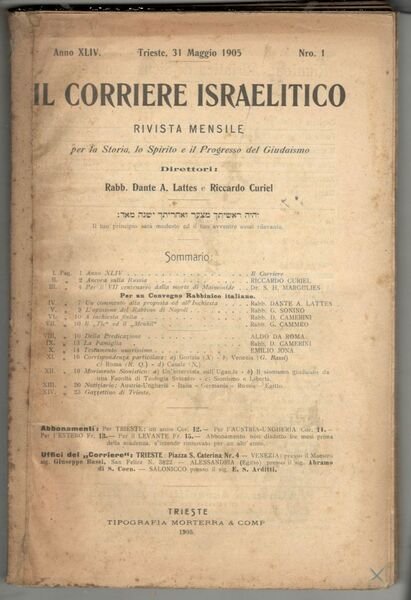 Il corriere israelitico. Periodico mensile per la Storia, lo Spirito … | Immagine Gallery 1