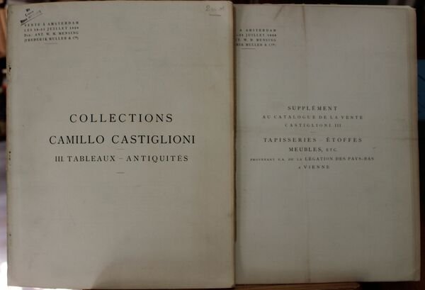 Collections Camillo Castiglioni de Vienne. III Tableaux - Antiquités (Unito …
