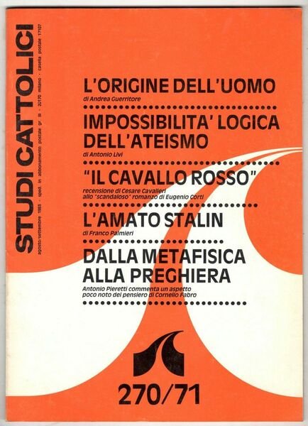 Studi cattolici. Mensile di studi e di attualità anno XXVII. …