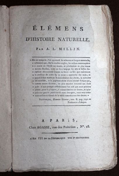 Elémens d’Histoire Naturelle.