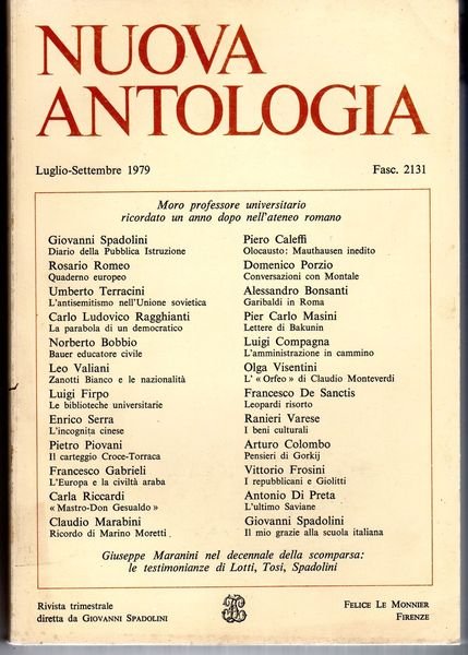 Nuova Antologia. Rivista trimestrale. Diretta da Giovanni Spadolini