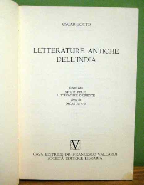 Letterature antiche dell'India. Estratto della Storia delle letterature d'Oriente diretta …