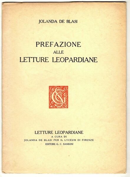 Prefazione alle letture leopardiane