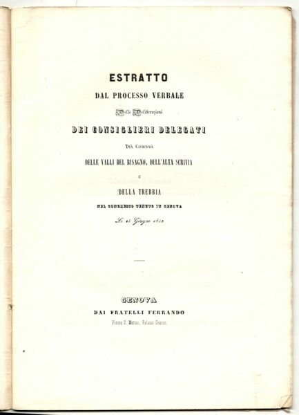 Estratto del processo verbale delle deliberazioni dei consiglieri delegati dei …