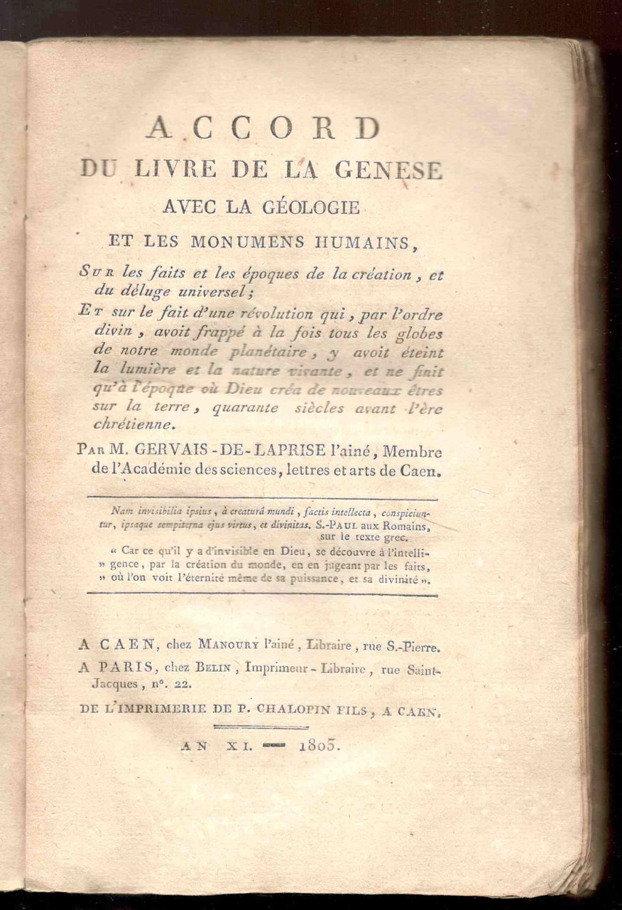 Accord du Livre de la Genese avec la géologie et …