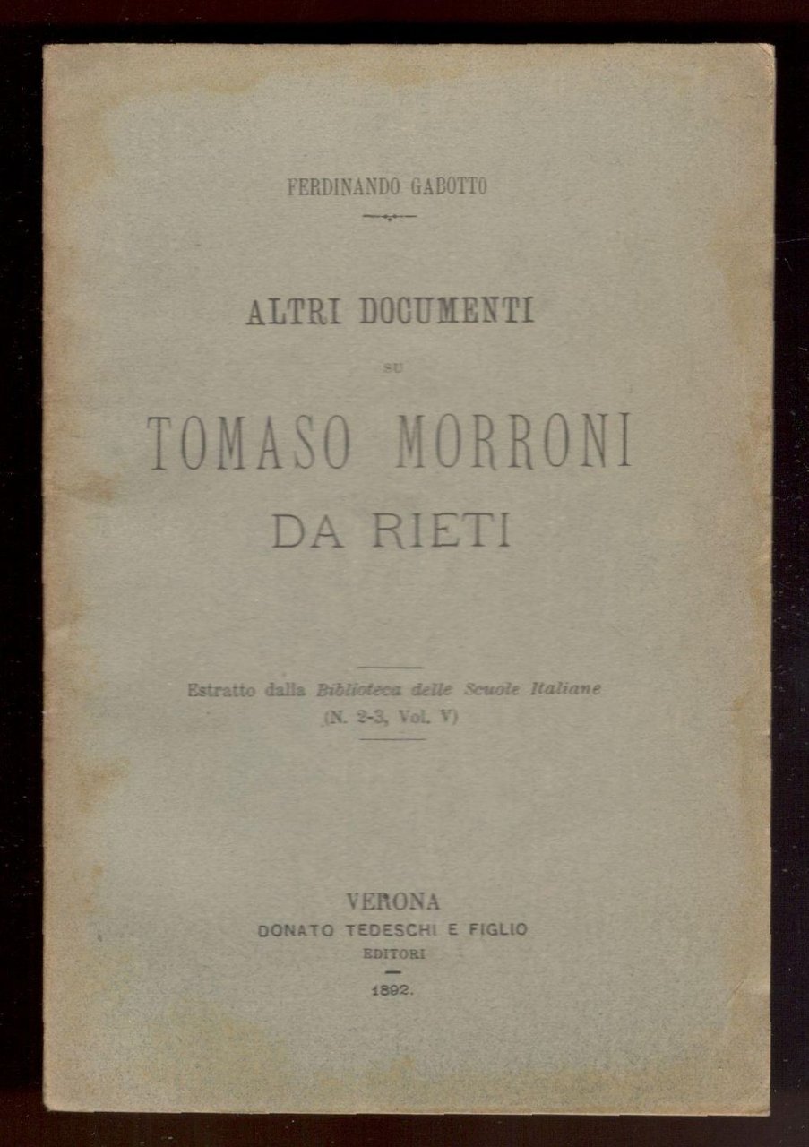 Altri documenti su Tomaso Moroni da Rieti