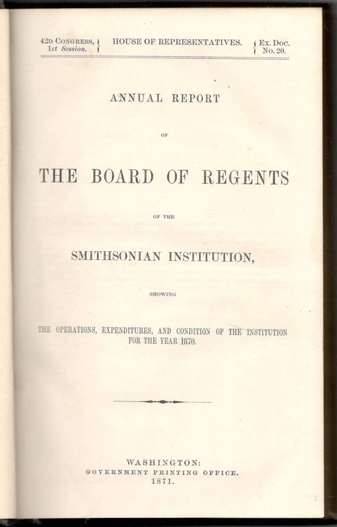 Annual report of the board of regents of the Smithsonian …