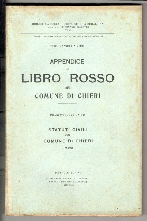 Appendice al Libro Rosso del comune di Chieri - Statuti …