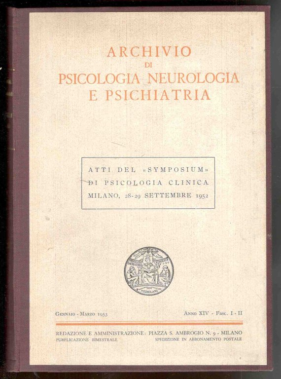 Archivio di psicologia neurologia e psichiatria. Atti del 'Symposium' di … | Immagine Gallery 2