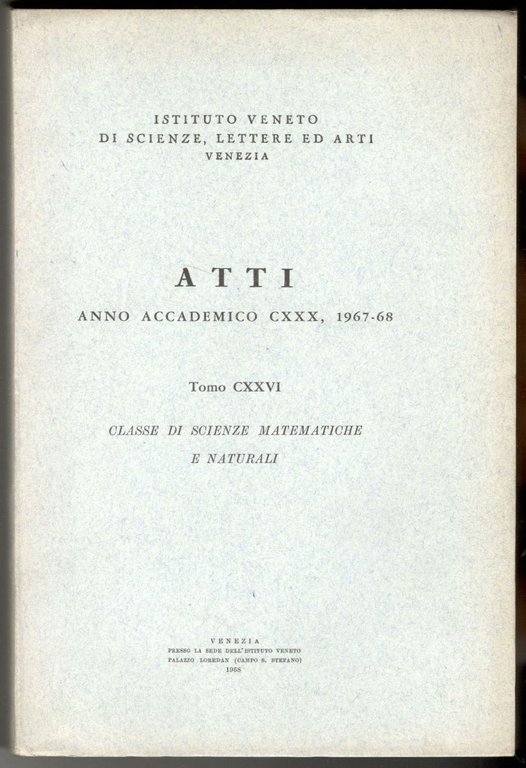 Atti dell'Istituto Veneto di Scienze, Lettere ed Arti. Classe di …